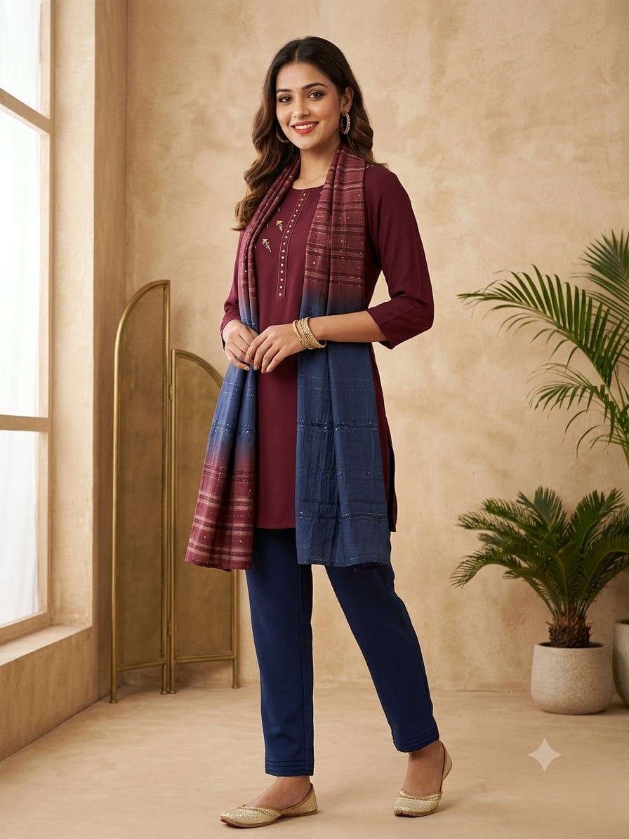 pent-stitched suit with duptta 3 ps